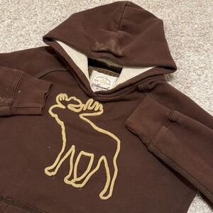 90s Vintage Abercrombie & Fitch Hoodie |‎ Brown Moose Graphic | XL